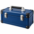 Mallette de rangement 45 x 25 x 22 cm en métal bleu rigide avec poignée