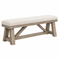 Banc rembourré 120 x 40 x 46 cm en bois et tissu beige style rustique