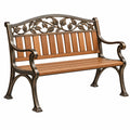 Banc de jardin 125 x 60 x 90 cm bois et métal brun style classique